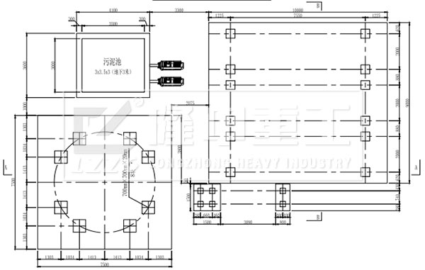 壓濾車間及三氫凈化體混凝土基礎(chǔ)預(yù)埋圖